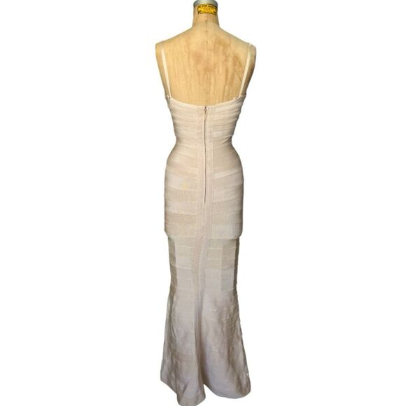 HOLT  Jatoria Bandage Gown in Nude with White Embroidery Size XS - Picture 5 of 7